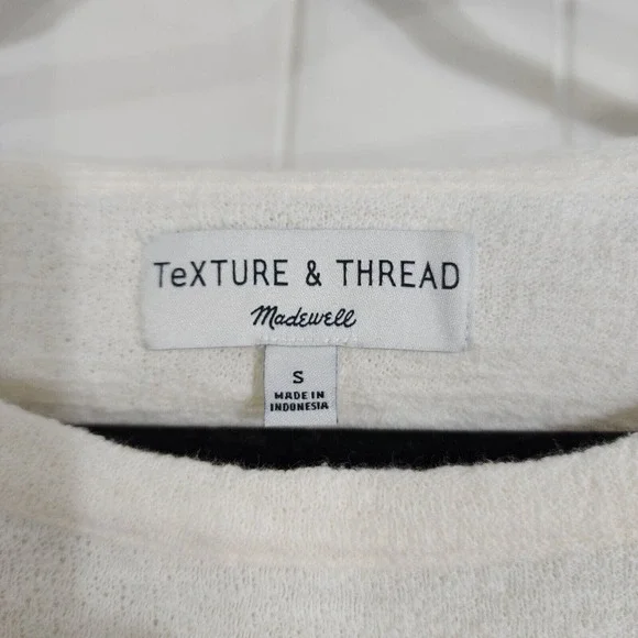 Madewell Womens Top Smocked Bell Sleeve Cream Knit Elastic Waist Blouse Size S - Picture 6 of 7